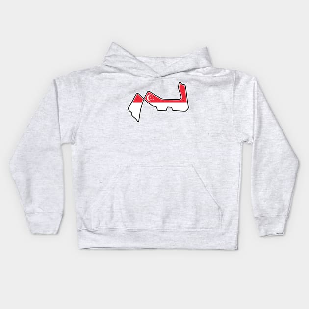 Marina Bay Street Circuit [flag] Kids Hoodie by sednoid